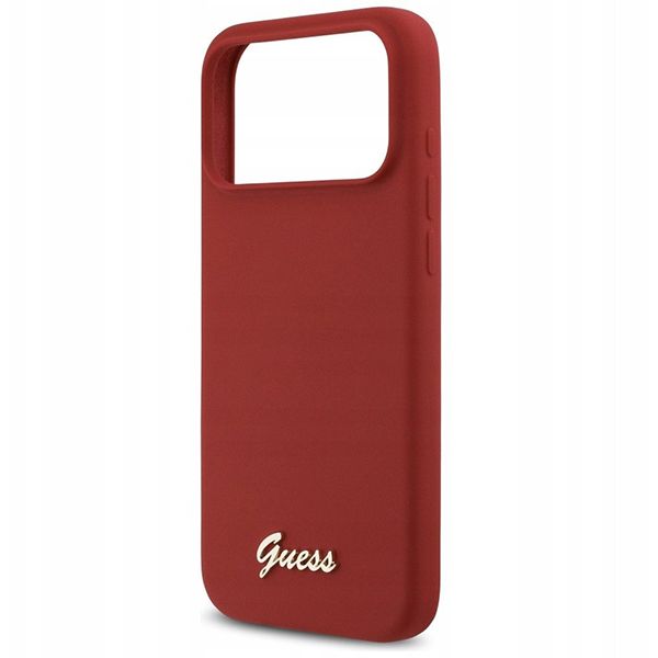 Guess для iPhone 17 Pro Max чехол Liquid silicone Gold metal logo & Camera Hard Magenta (MagSafe)